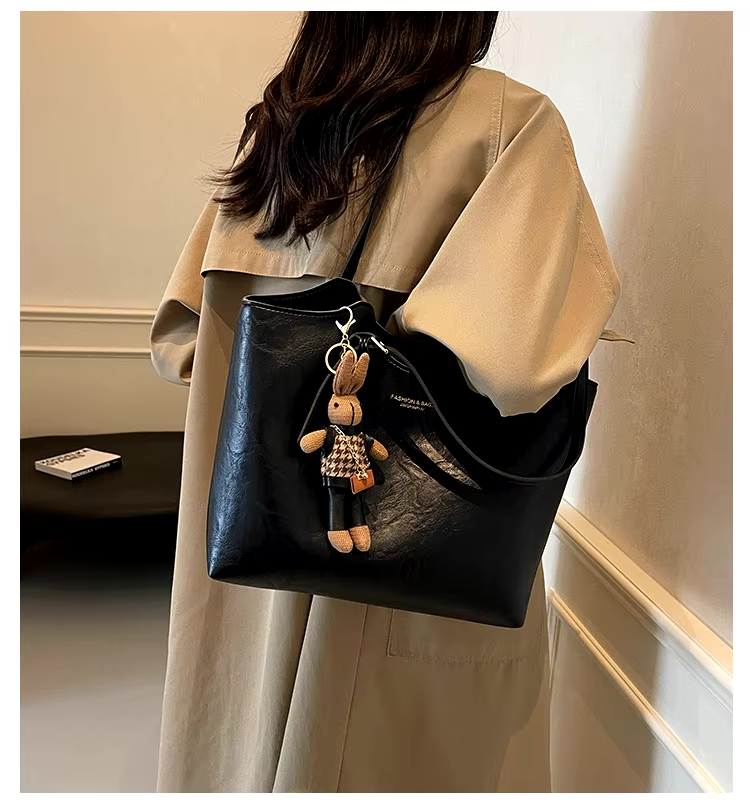 Sophie Sac Cabas Femme – Tote Vintage Spacieux avec Pendentif Amovible