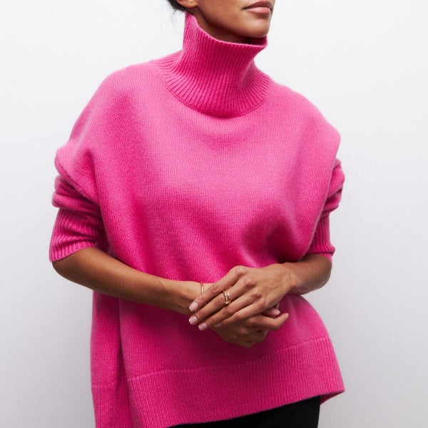 Avery Pull Femme Col Roulé – Maille Douce Élégante avec Coupe Ample Moderne