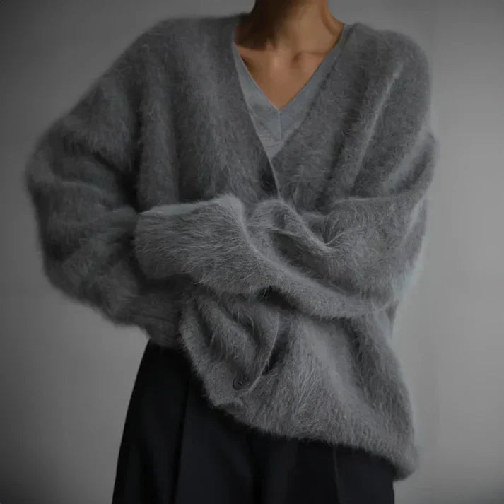 Bianca Cardigan Femme – Cardigan Cachemire Ample à Col V avec Maille Douce
