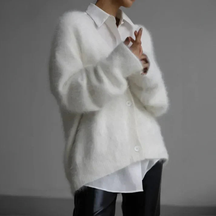 Bianca Cardigan Femme – Cardigan Cachemire Ample à Col V avec Maille Douce
