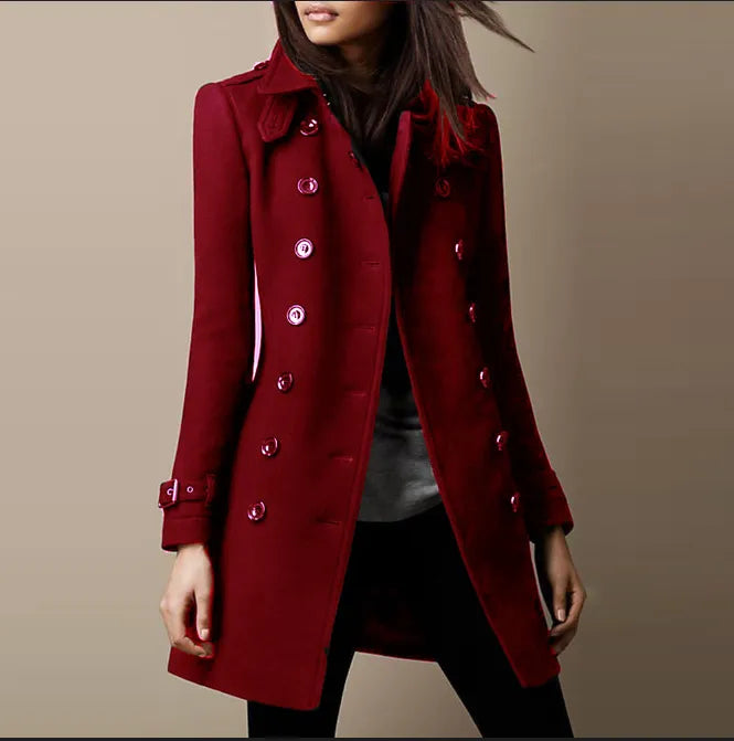 Abrigo de mujer Adèe – Abrigo largo de lana con botones y corte elegante
