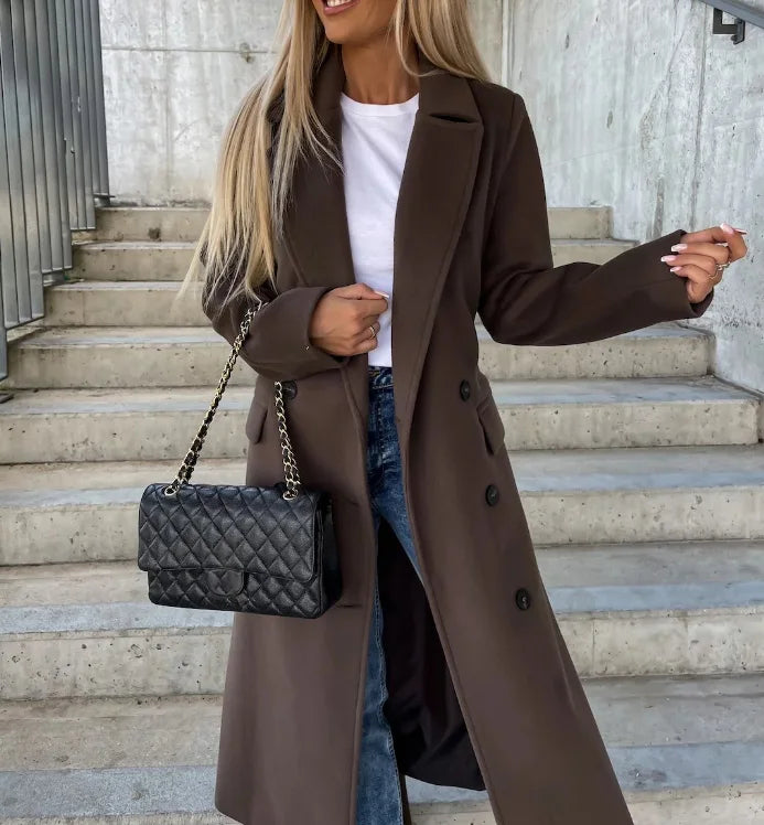 Emerson Manteau Long Femme – Trench Ceinturé à Double Boutonnage avec Style Élégant d’Hiver
