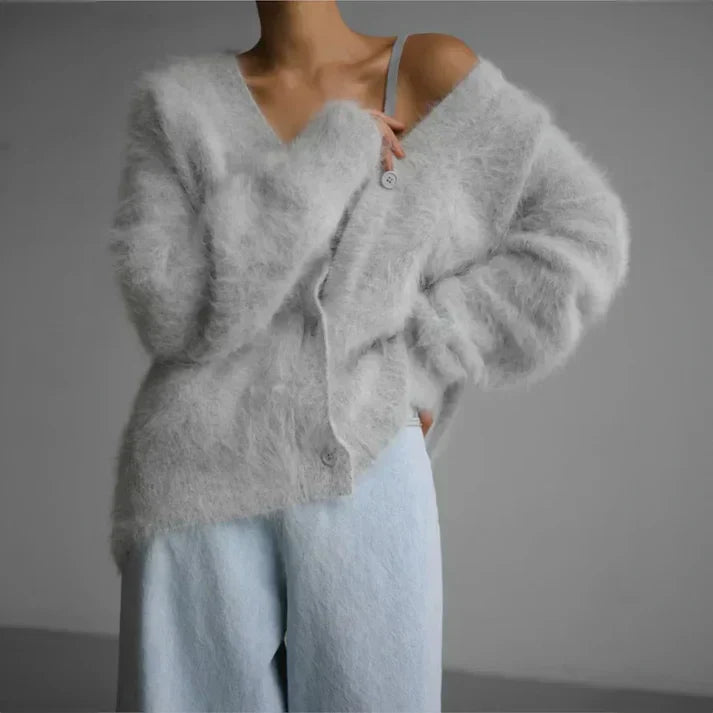 Bianca Cardigan Femme – Cardigan Cachemire Ample à Col V avec Maille Douce