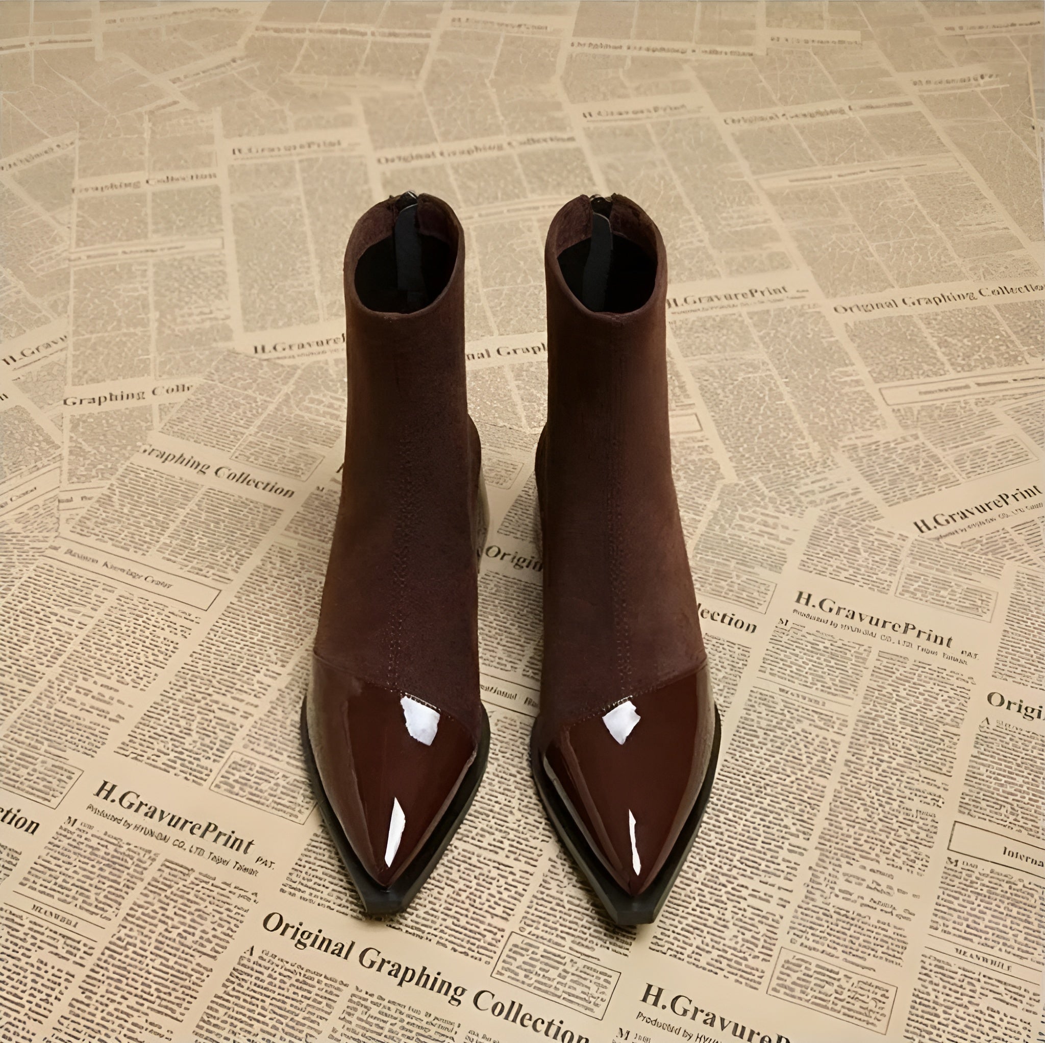 Elodie Bottines Femme – Bottines Élégantes à Talon Bloc avec Pointe Vernie