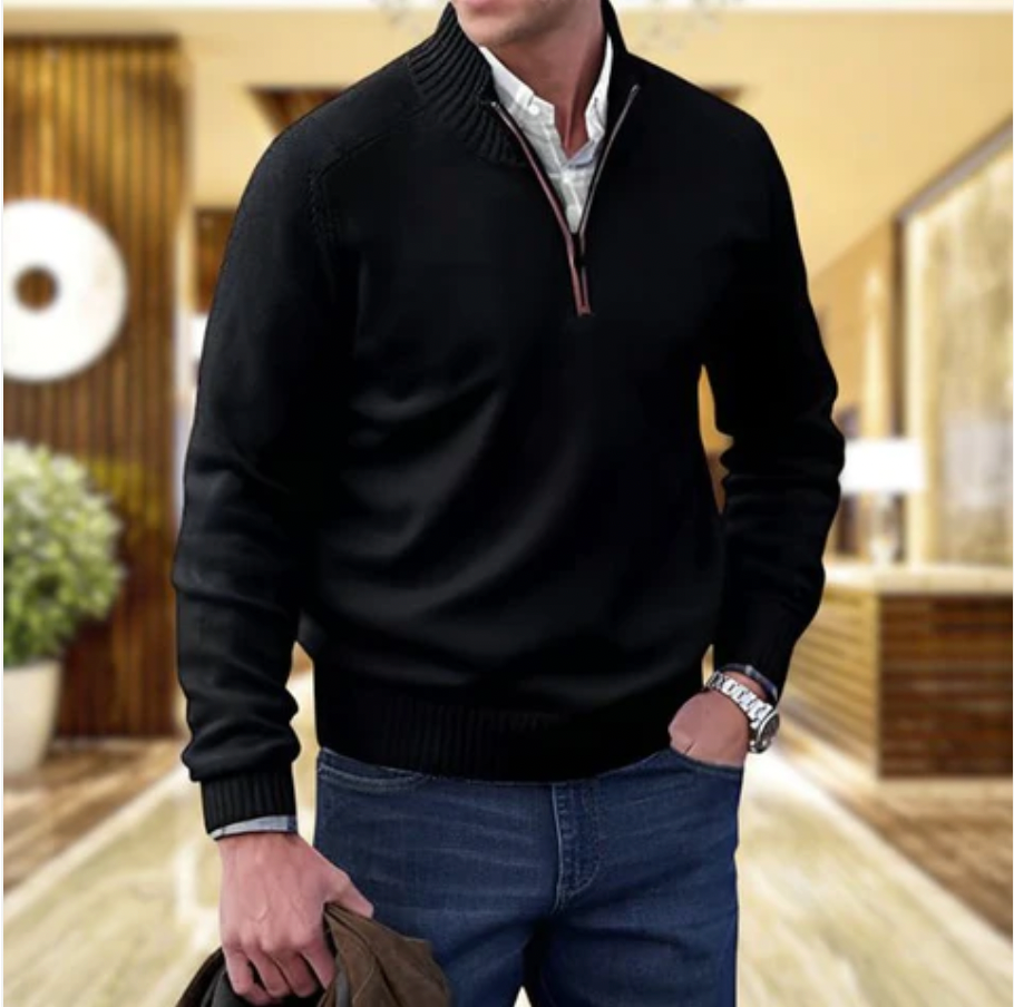 Jason Pull Homme – Pull Demi-Zip à Col Montant avec Maille Douce et Style Intemporel