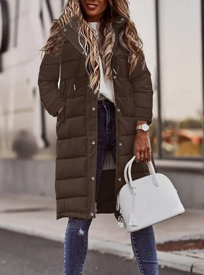 Elise Doudoune Longue Femme – Manteau Hiver Chaud à Capuche & Poches