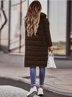 Elise Doudoune Longue Femme – Manteau Hiver Chaud à Capuche & Poches