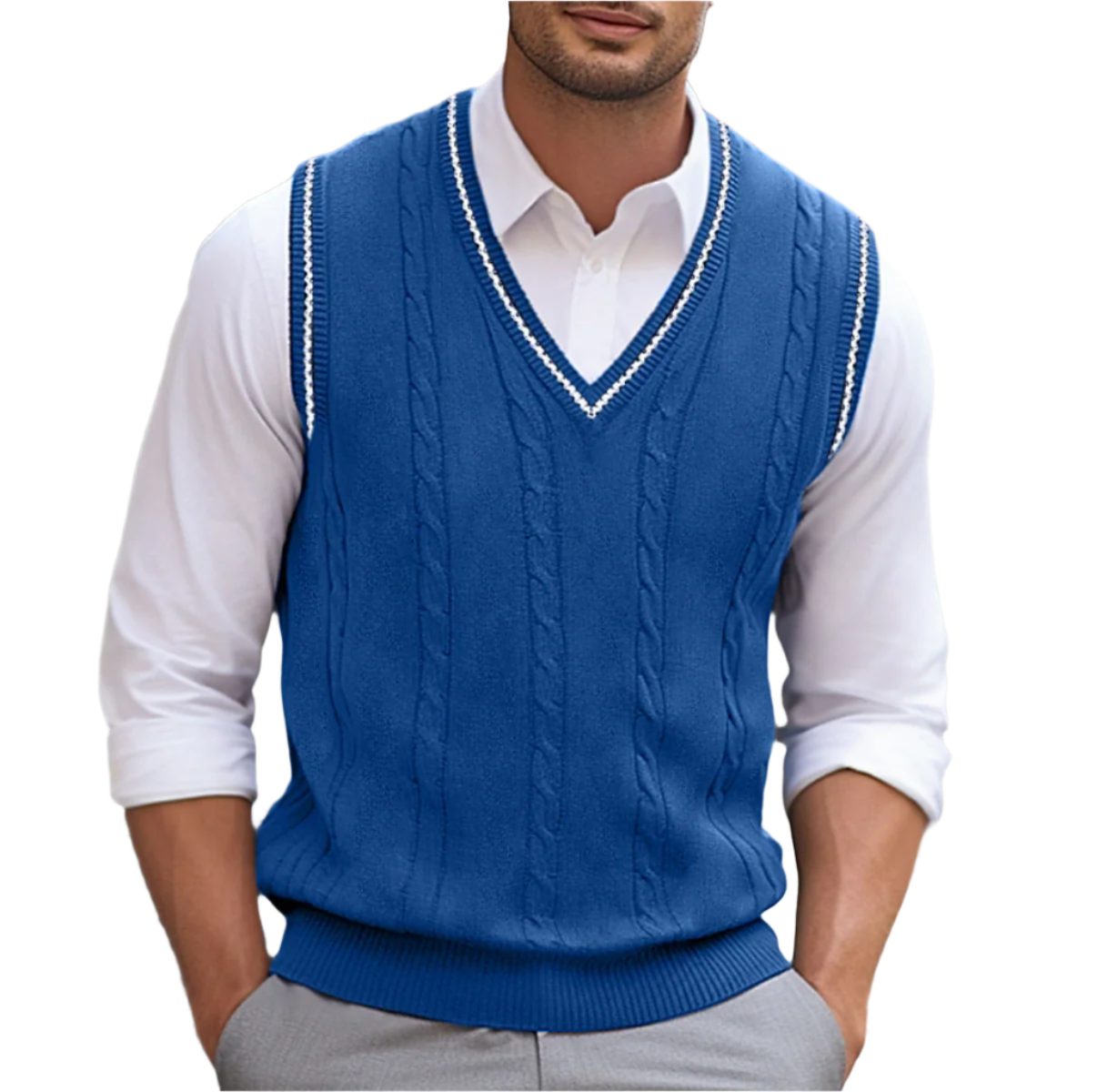 Wyatt Pull Sans Manches Homme – Gilet en Maille à Col V avec Style Classique Élégant