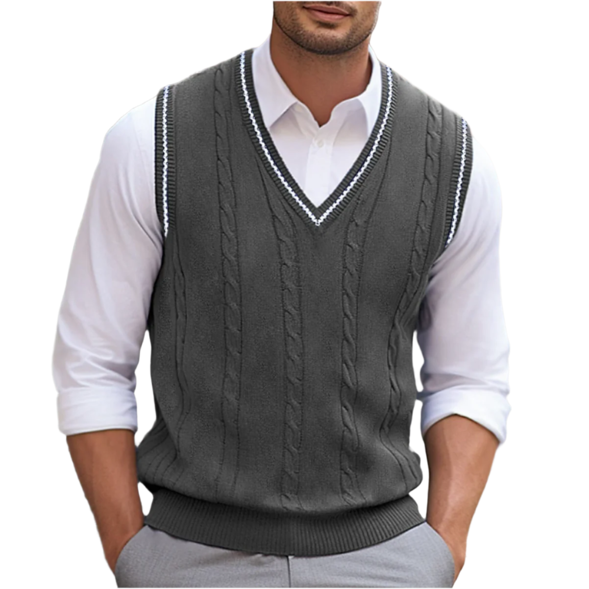 Wyatt Pull Sans Manches Homme – Gilet en Maille à Col V avec Style Classique Élégant
