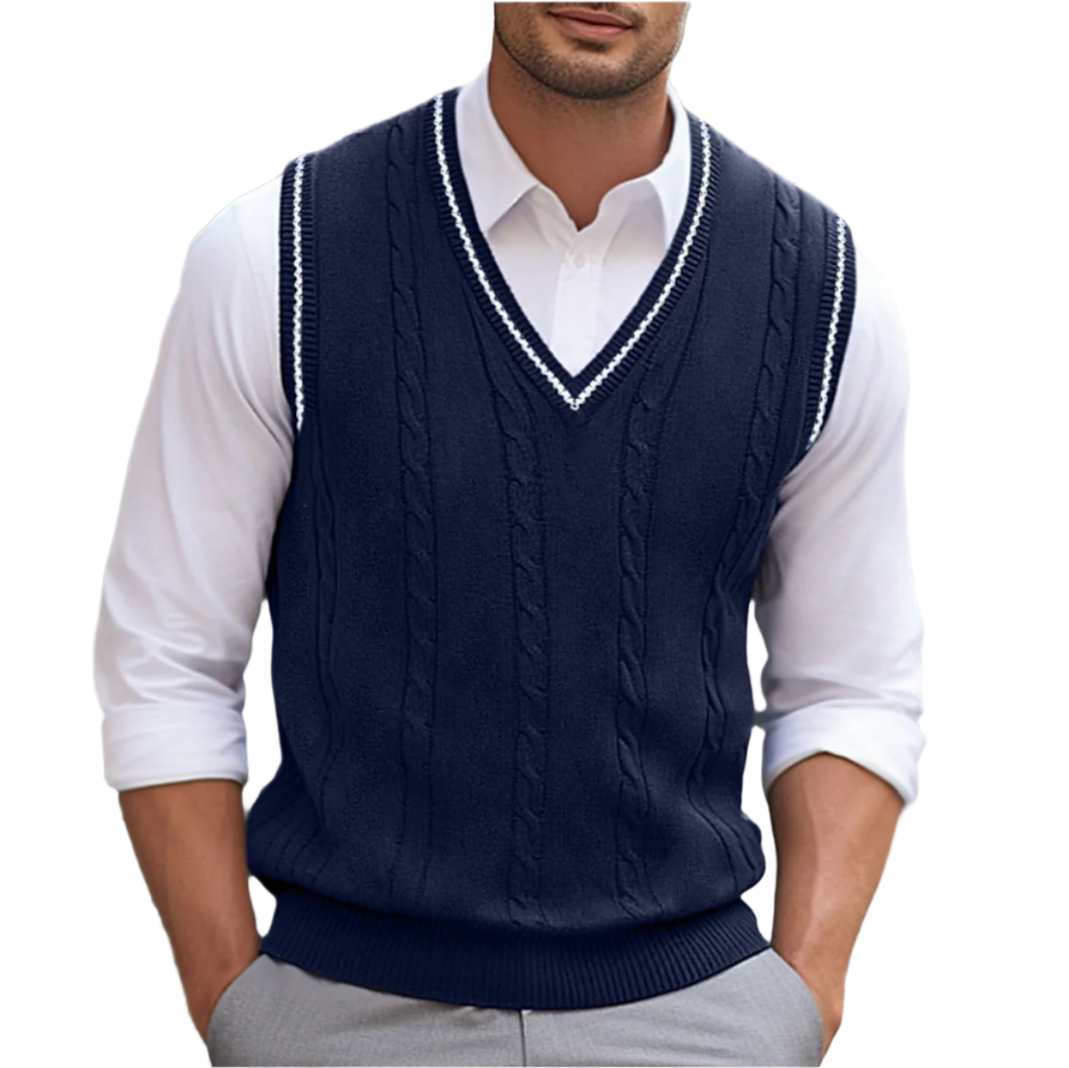 Wyatt Pull Sans Manches Homme – Gilet en Maille à Col V avec Style Classique Élégant