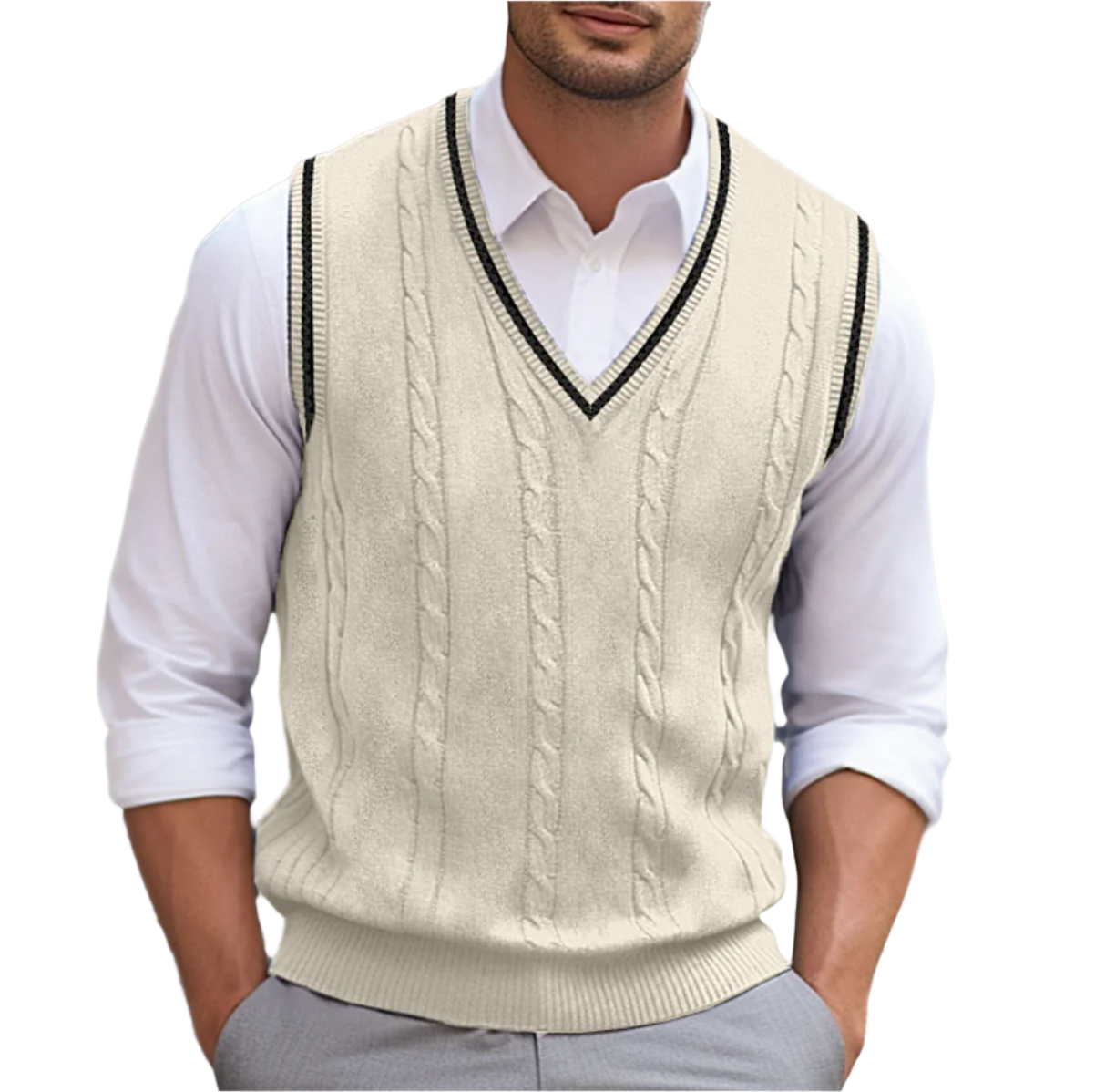 Wyatt Pull Sans Manches Homme – Gilet en Maille à Col V avec Style Classique Élégant