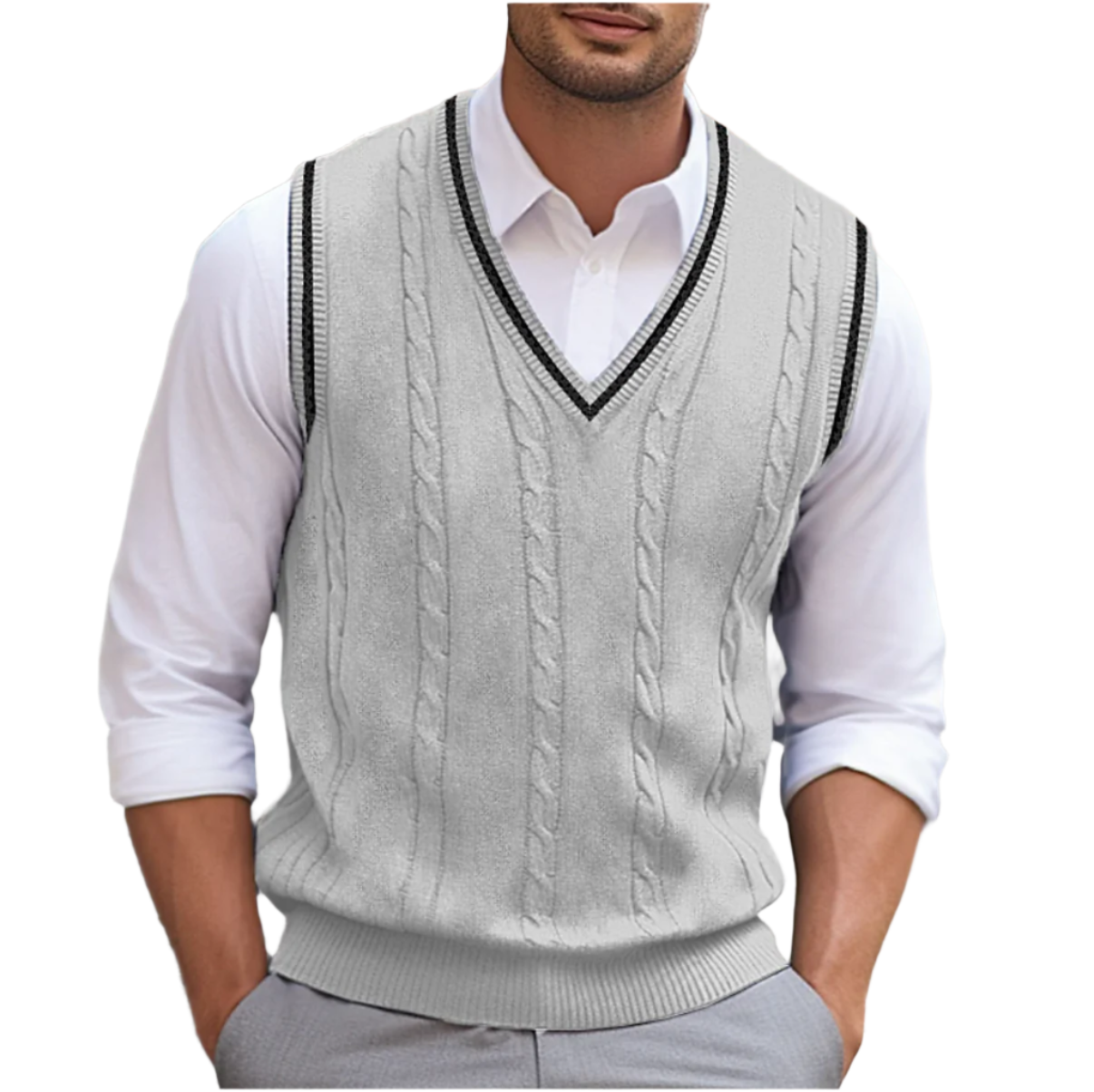 Wyatt Pull Sans Manches Homme – Gilet en Maille à Col V avec Style Classique Élégant