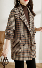 Giacca da donna Finley – Cappotto oversize pied-de-poule doppiopetto elegante