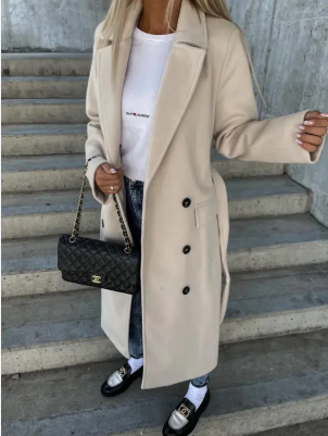 Emerson Manteau Long Femme – Trench Ceinturé à Double Boutonnage avec Style Élégant d’Hiver