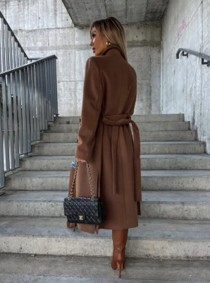 Emerson Manteau Long Femme – Trench Ceinturé à Double Boutonnage avec Style Élégant d’Hiver
