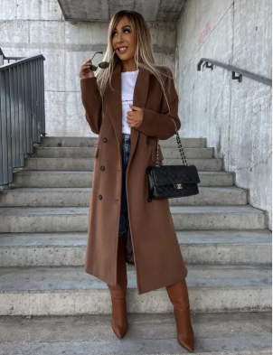 Emerson Manteau Long Femme – Trench Ceinturé à Double Boutonnage avec Style Élégant d’Hiver