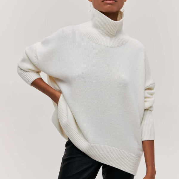 Avery Pull Femme Col Roulé – Maille Douce Élégante avec Coupe Ample Moderne