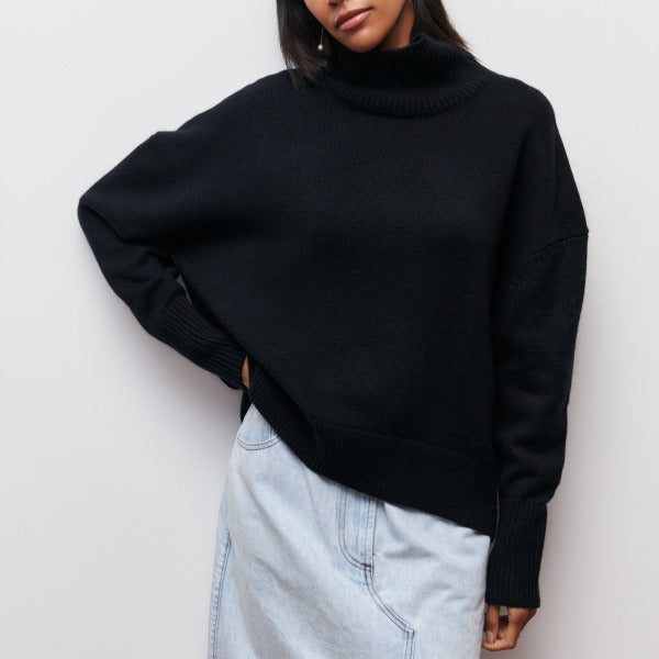 Avery Pull Femme Col Roulé – Maille Douce Élégante avec Coupe Ample Moderne