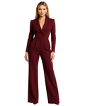 Isaline Women's Jumpsuit – Blazer Style with V-Neck, Wide Legs & Elegant Cut