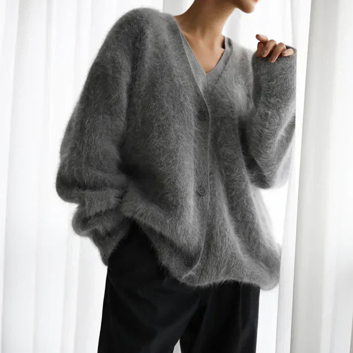 Bianca Cardigan Femme – Cardigan Cachemire Ample à Col V avec Maille Douce