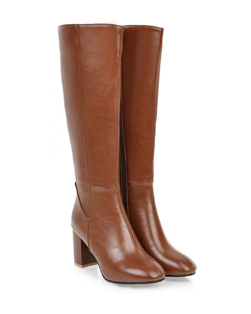 Natalie Bottes Femme – Bottes Hautes à Talon Bloc avec Zip Latéral et Style Élégant