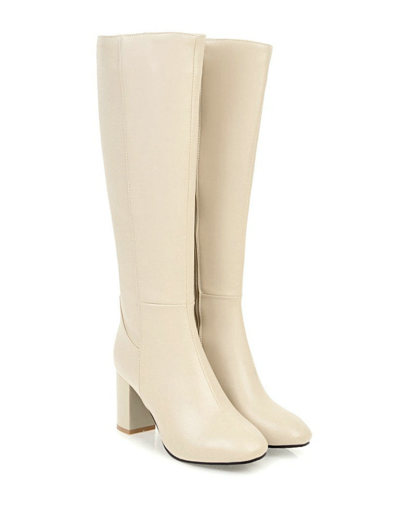 Natalie Bottes Femme – Bottes Hautes à Talon Bloc avec Zip Latéral et Style Élégant