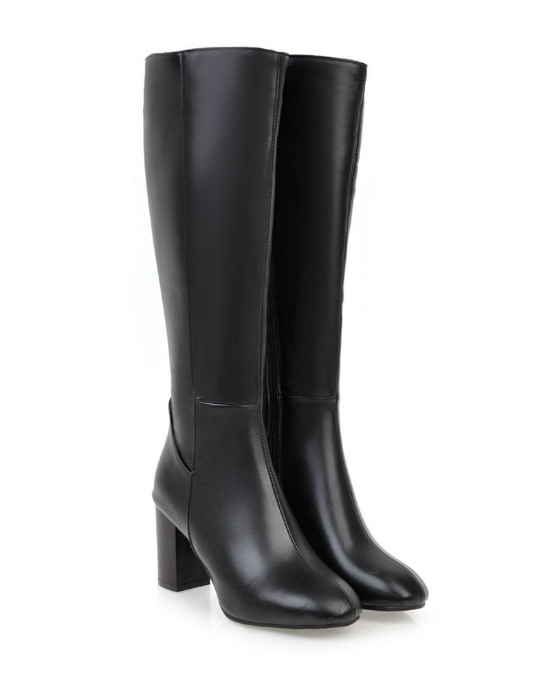 Natalie Bottes Femme – Bottes Hautes à Talon Bloc avec Zip Latéral et Style Élégant