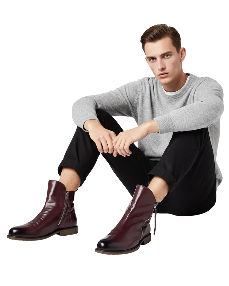 Ethan Bottines Homme – Boots Élégantes à Zip Latéral avec Silhouette Moderne