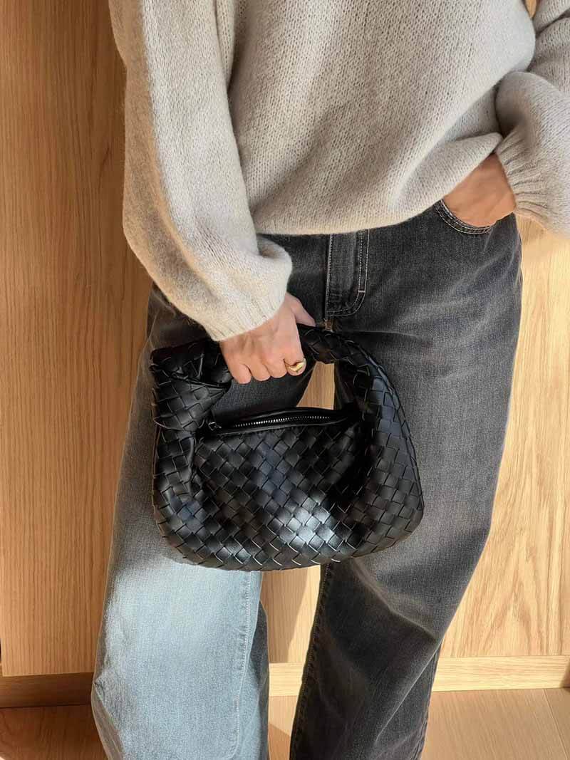 Brooklyn Sac Mini Tressé Femme – Sac Doré Élégant au Design Raffiné