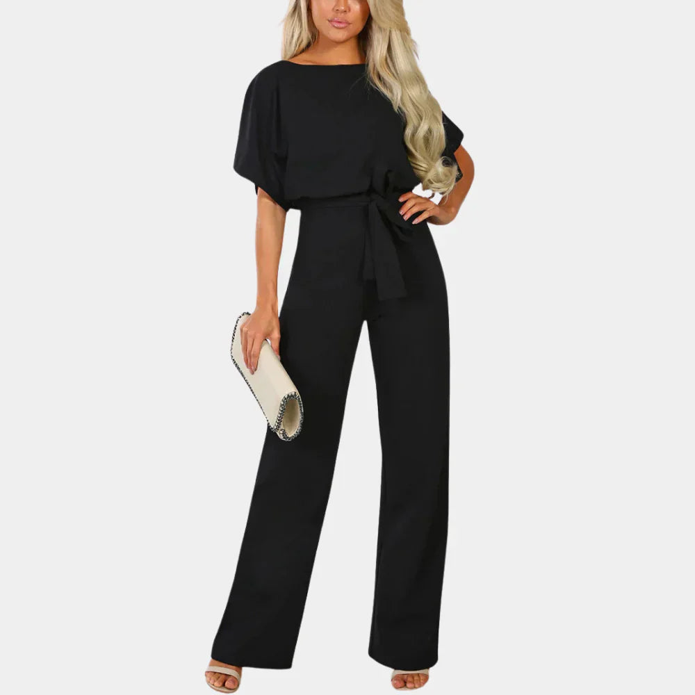 Elina Combinaison Femme – Coupe Fluide avec Ceinture à Nouer et Jambes Larges