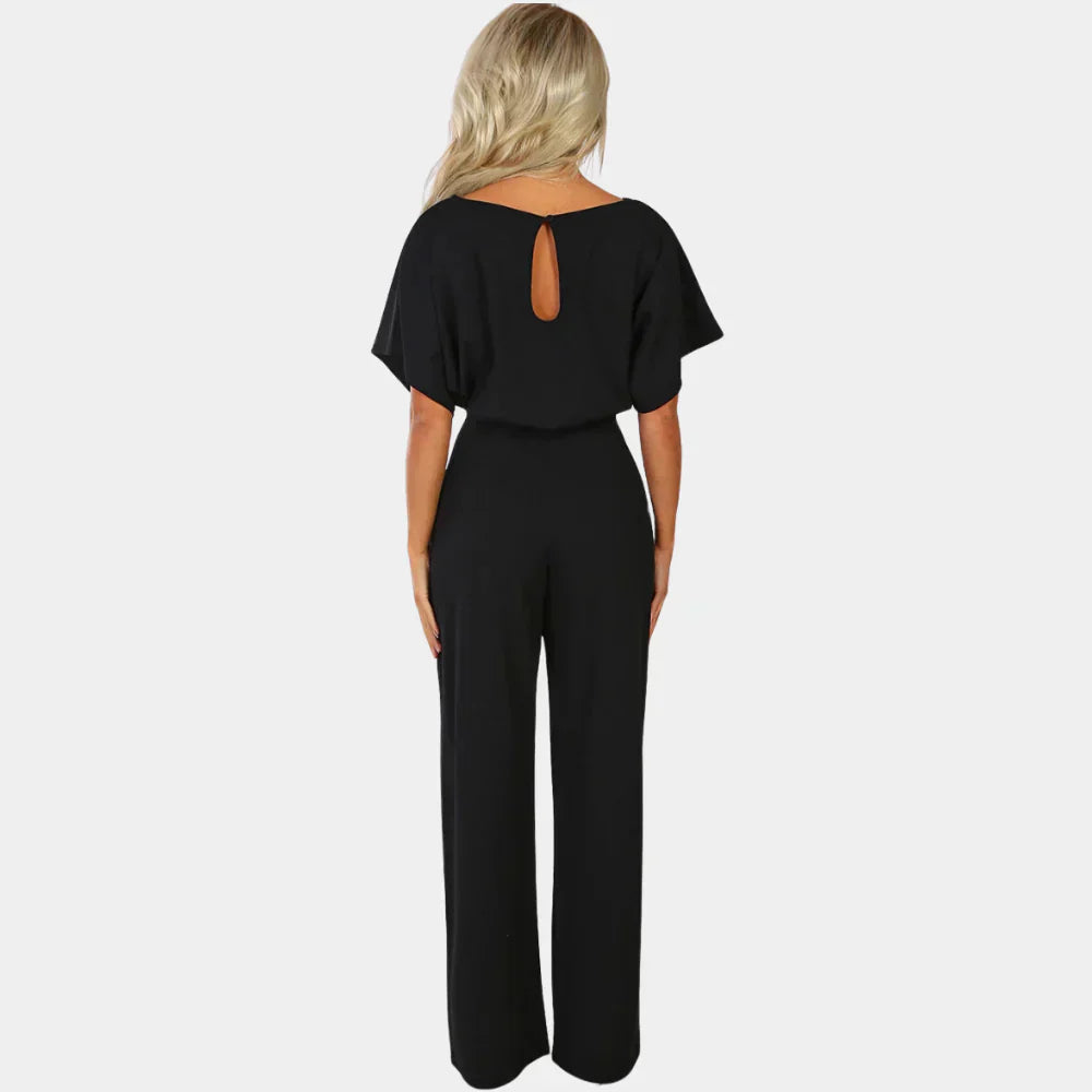 Elina Combinaison Femme – Coupe Fluide avec Ceinture à Nouer et Jambes Larges
