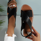 Léa Sandales Femme Cuir – Brides Croisées, Semelle Confortable & Style Été Chic