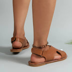 Léa Sandales Femme Cuir – Brides Croisées, Semelle Confortable & Style Été Chic