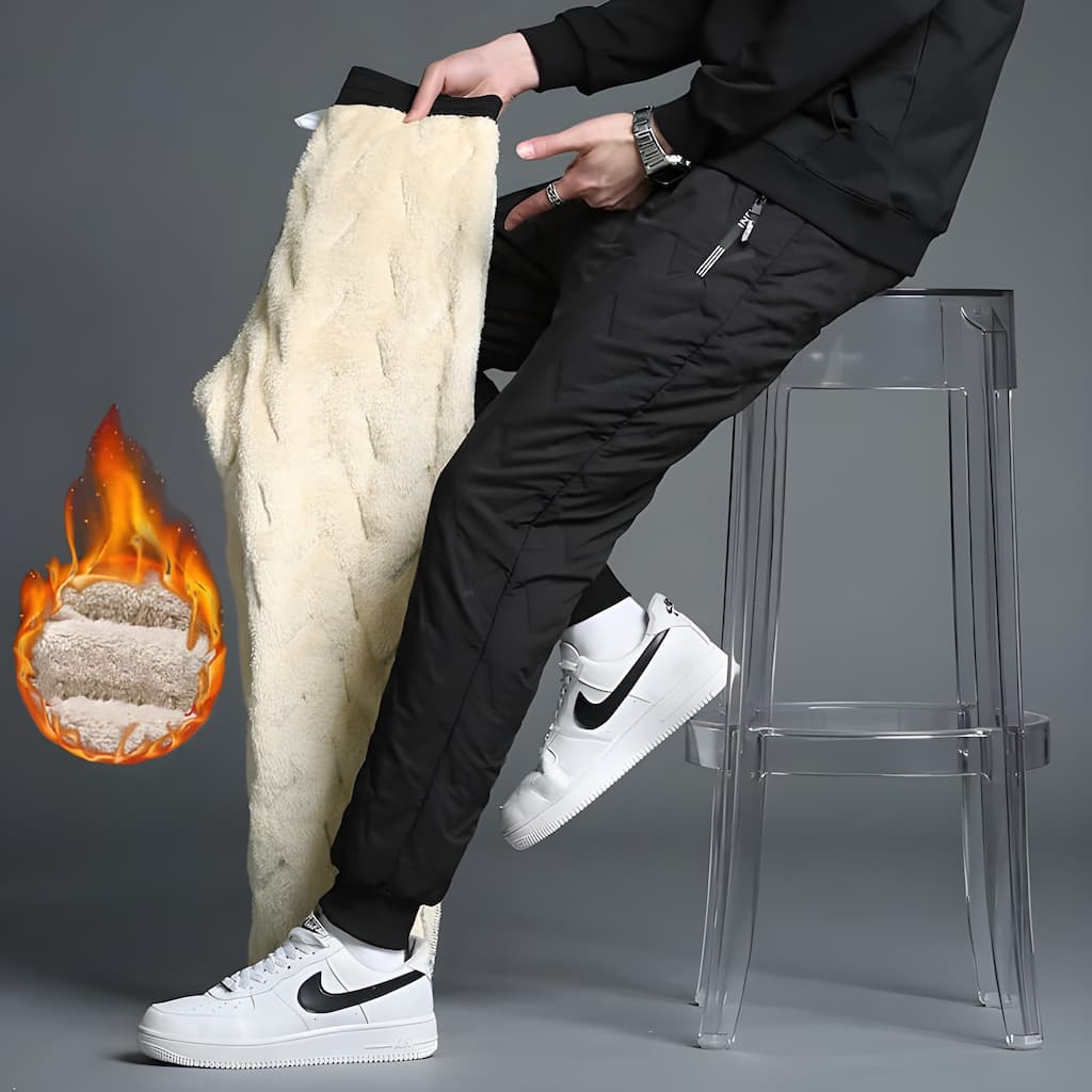 Sawyer Pantalon Thermique Homme – Jogging Doublé en Polaire avec Poches Zippées