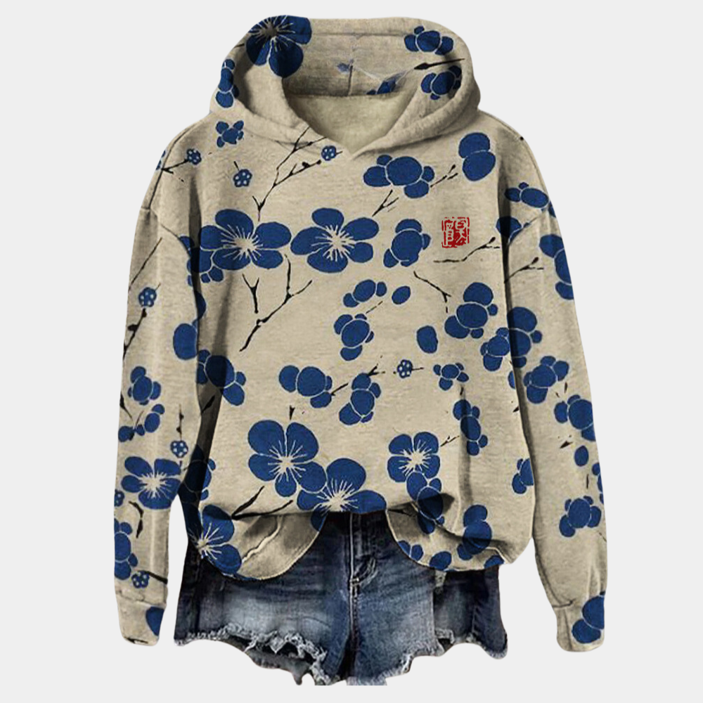 Maëlle Sweat à Capuche Femme – Hoodie Fleuri, Coupe Décontractée & Confort Doux