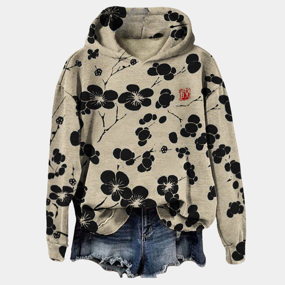 Maëlle Sweat à Capuche Femme – Hoodie Fleuri, Coupe Décontractée & Confort Doux