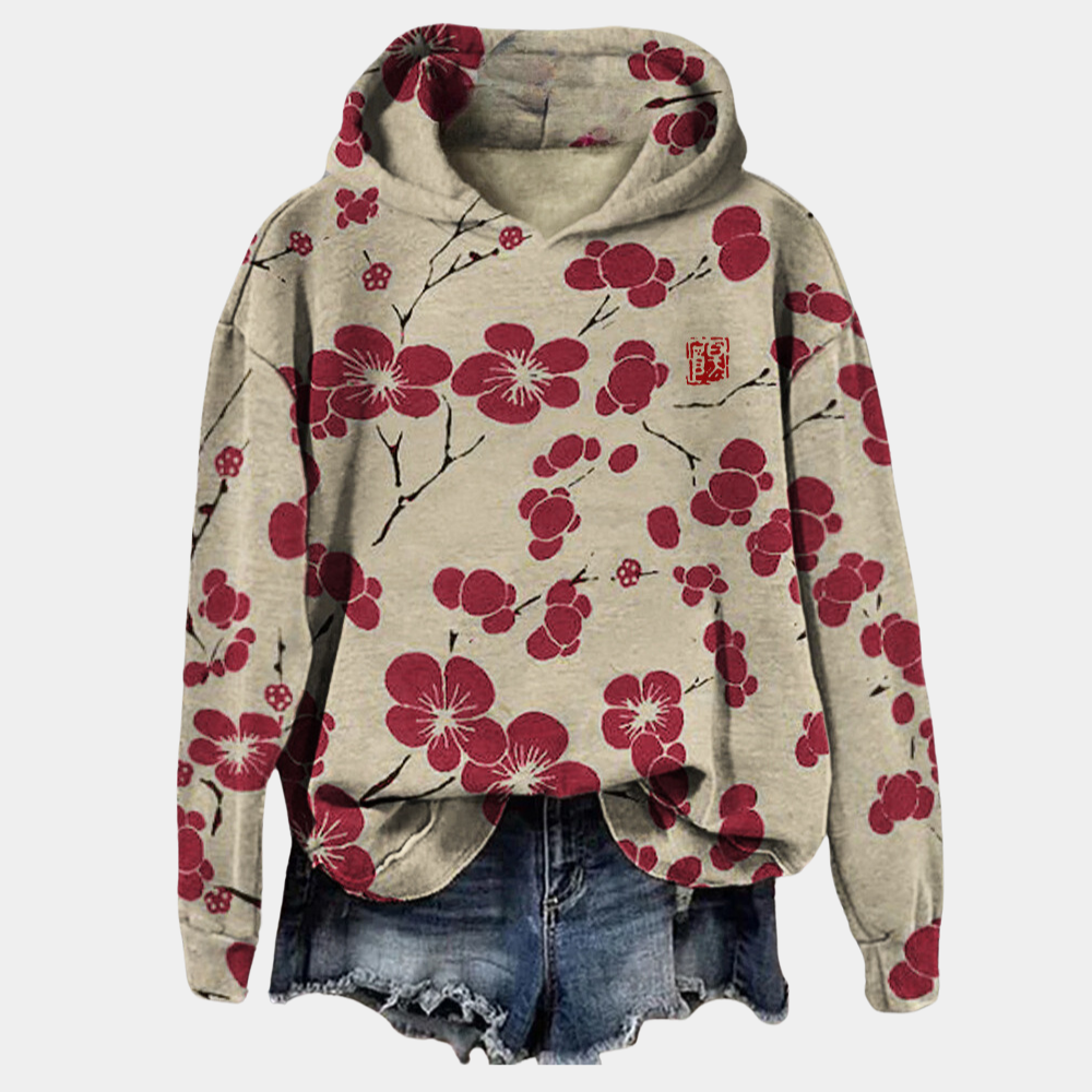 Maëlle Sweat à Capuche Femme – Hoodie Fleuri, Coupe Décontractée & Confort Doux
