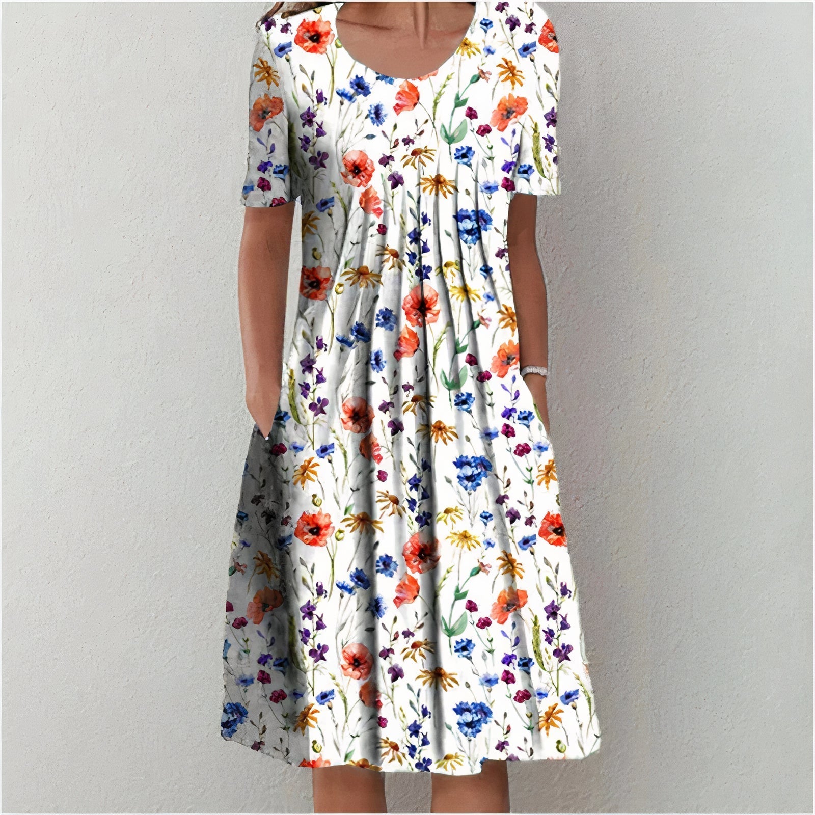 Peyton Robe Fleurie Femme – Robe Midi en Coton à Imprimé Floral avec Coupe Fluide Élégante