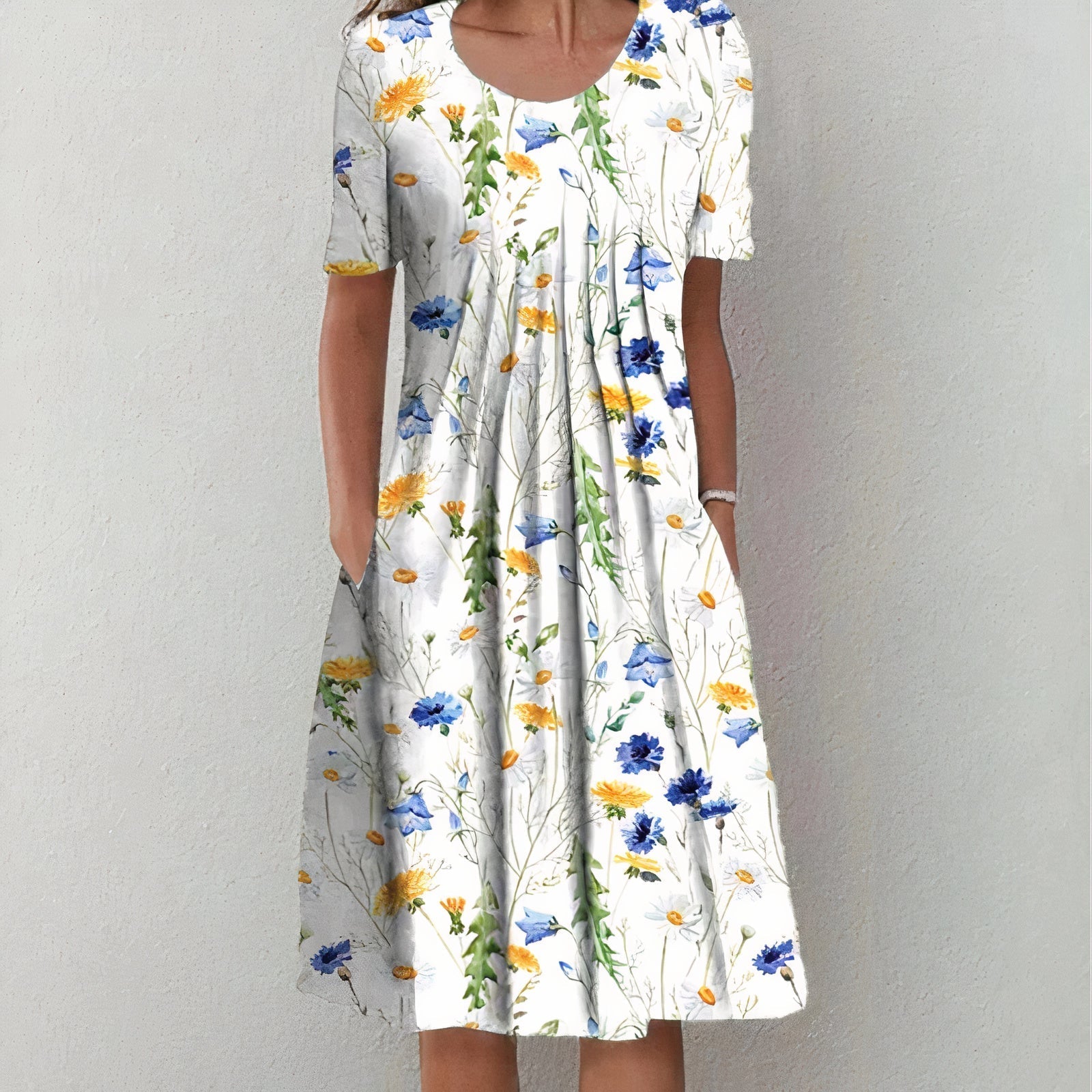Peyton Robe Fleurie Femme – Robe Midi en Coton à Imprimé Floral avec Coupe Fluide Élégante