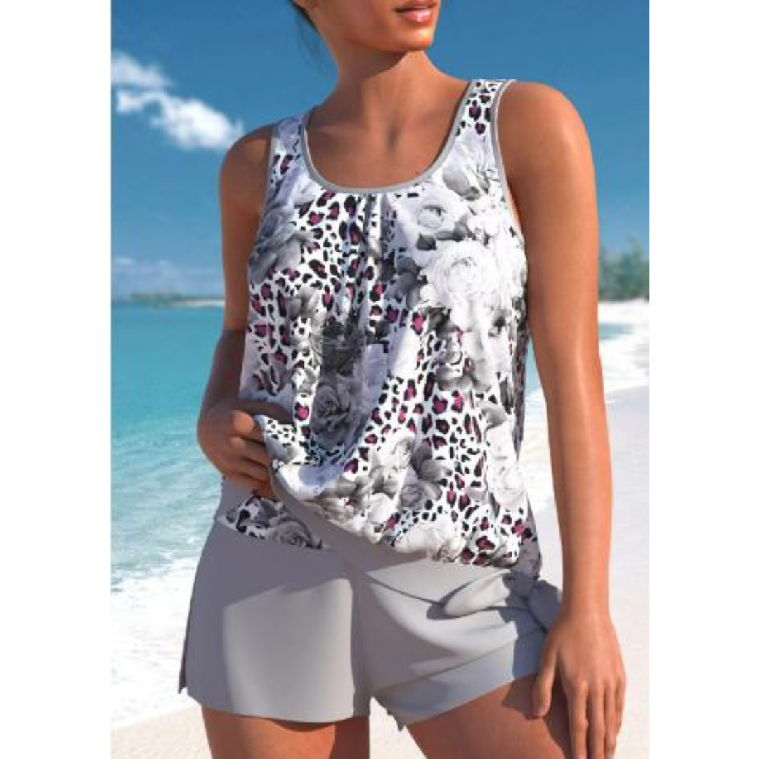 Reagan Tankini Femme – Maillot 2 Pièces Fleuri avec Short Assorti & Encolure Ronde