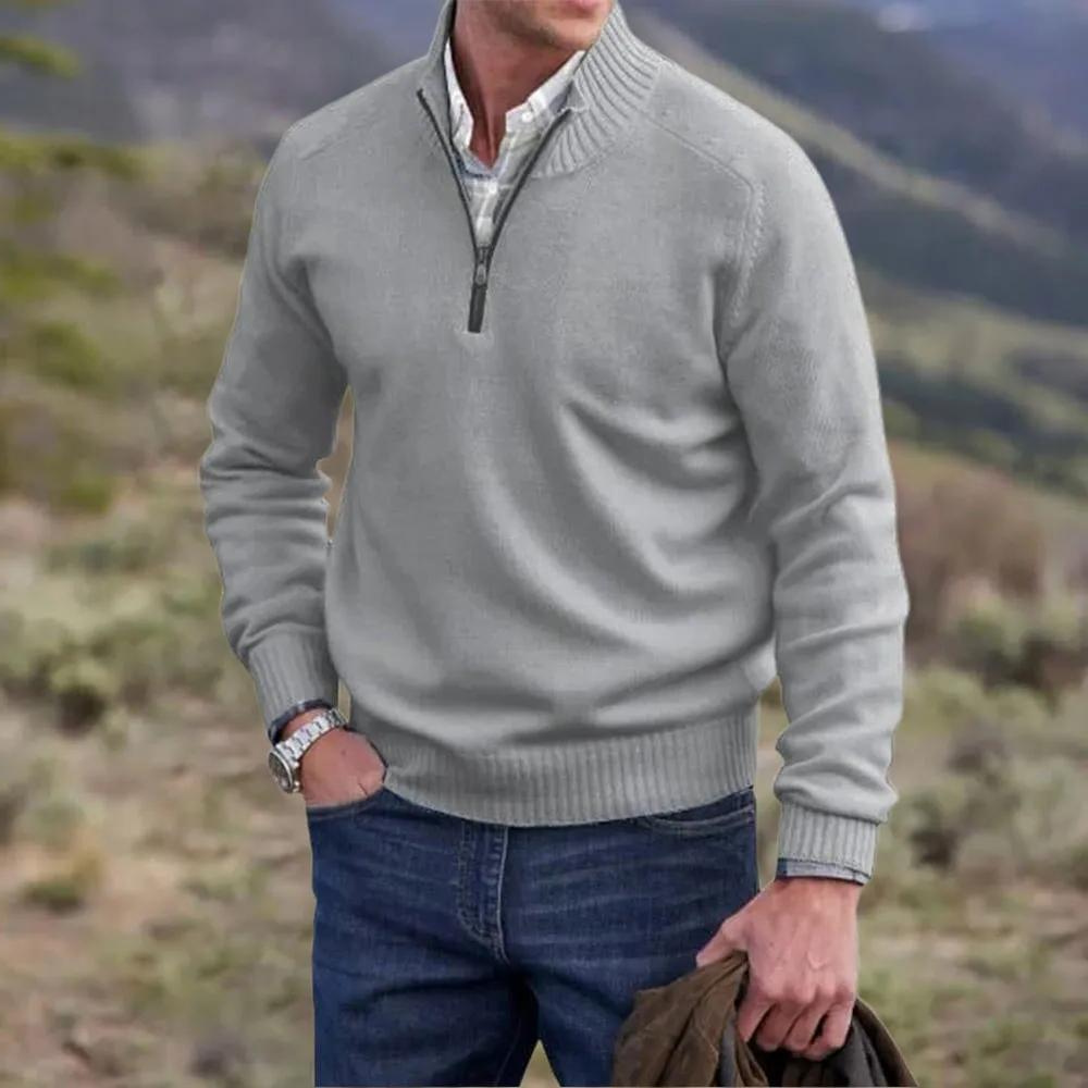 Jason Pull Homme – Pull Demi-Zip à Col Montant avec Maille Douce et Style Intemporel