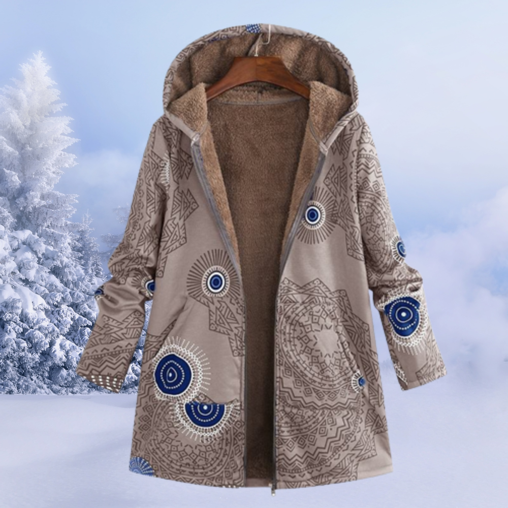 Brooklyn Veste à Capuche Femme – Manteau Douillet avec Doublure Douce et Motifs Élégants