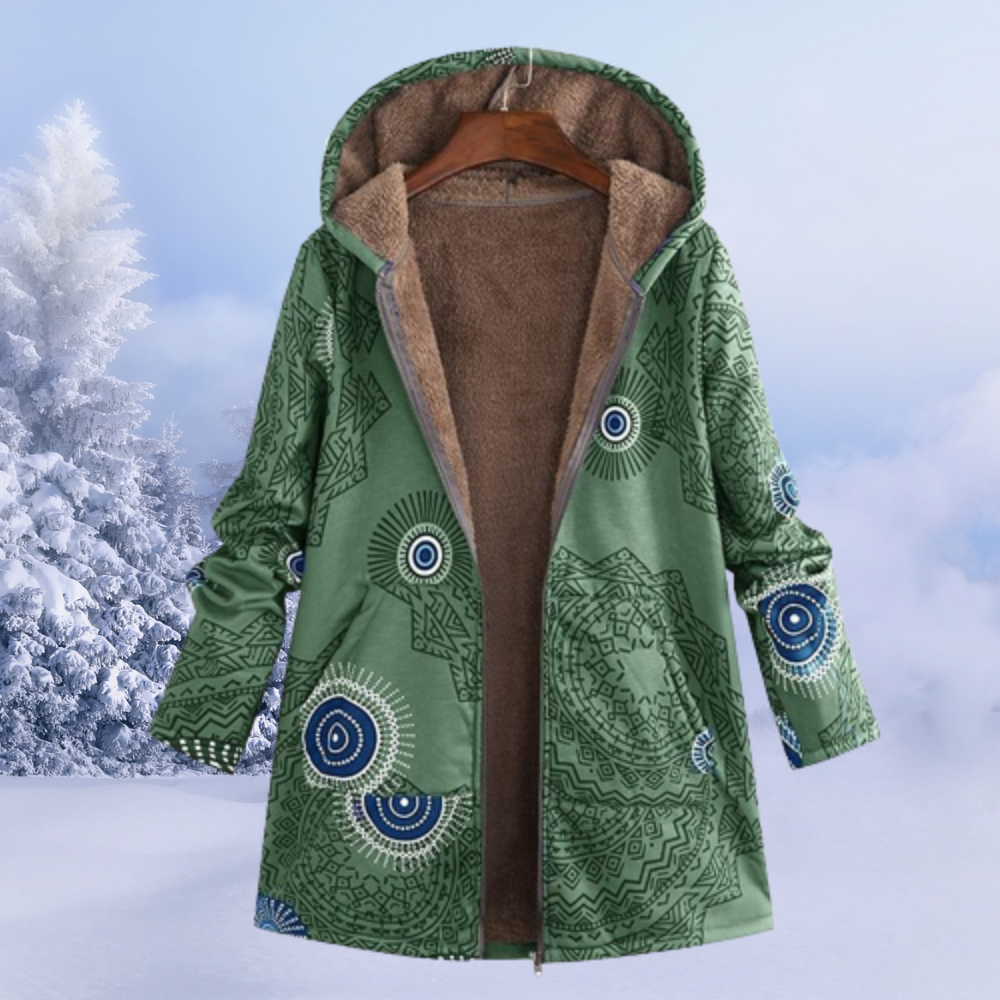 Brooklyn Veste à Capuche Femme – Manteau Douillet avec Doublure Douce et Motifs Élégants
