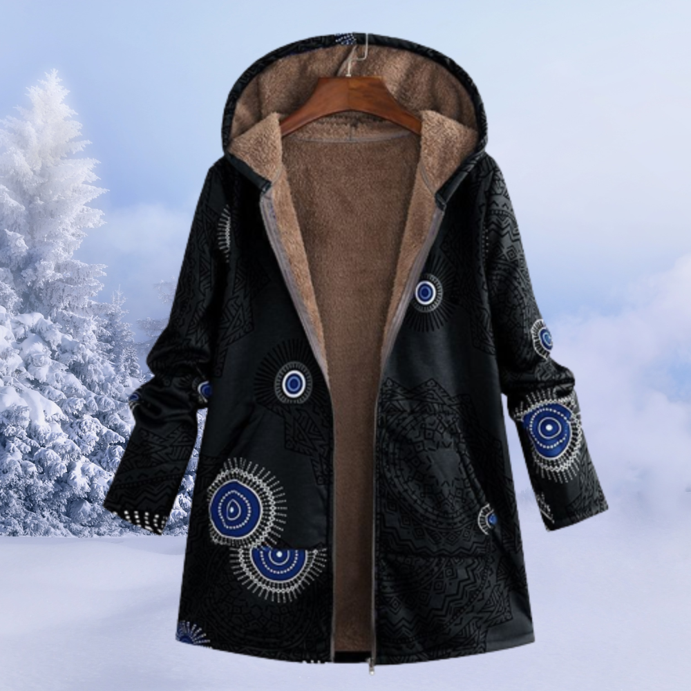 Brooklyn Veste à Capuche Femme – Manteau Douillet avec Doublure Douce et Motifs Élégants