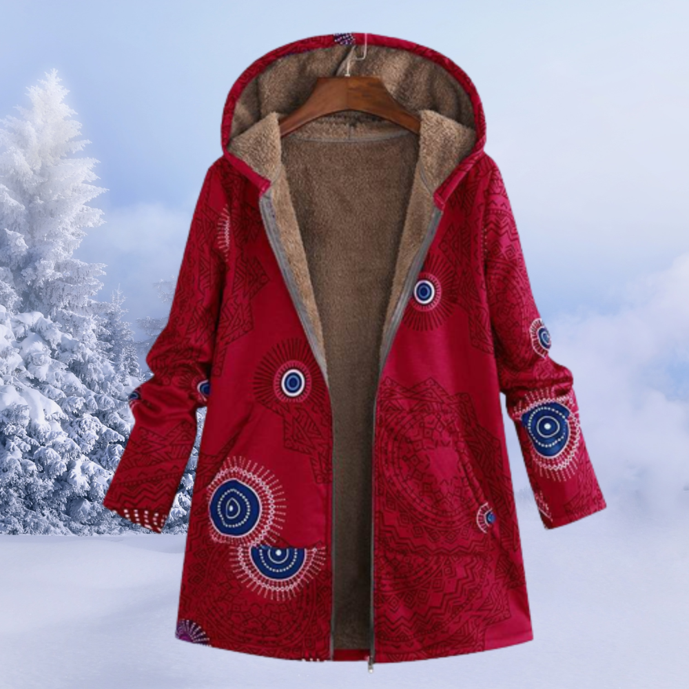 Brooklyn Veste à Capuche Femme – Manteau Douillet avec Doublure Douce et Motifs Élégants