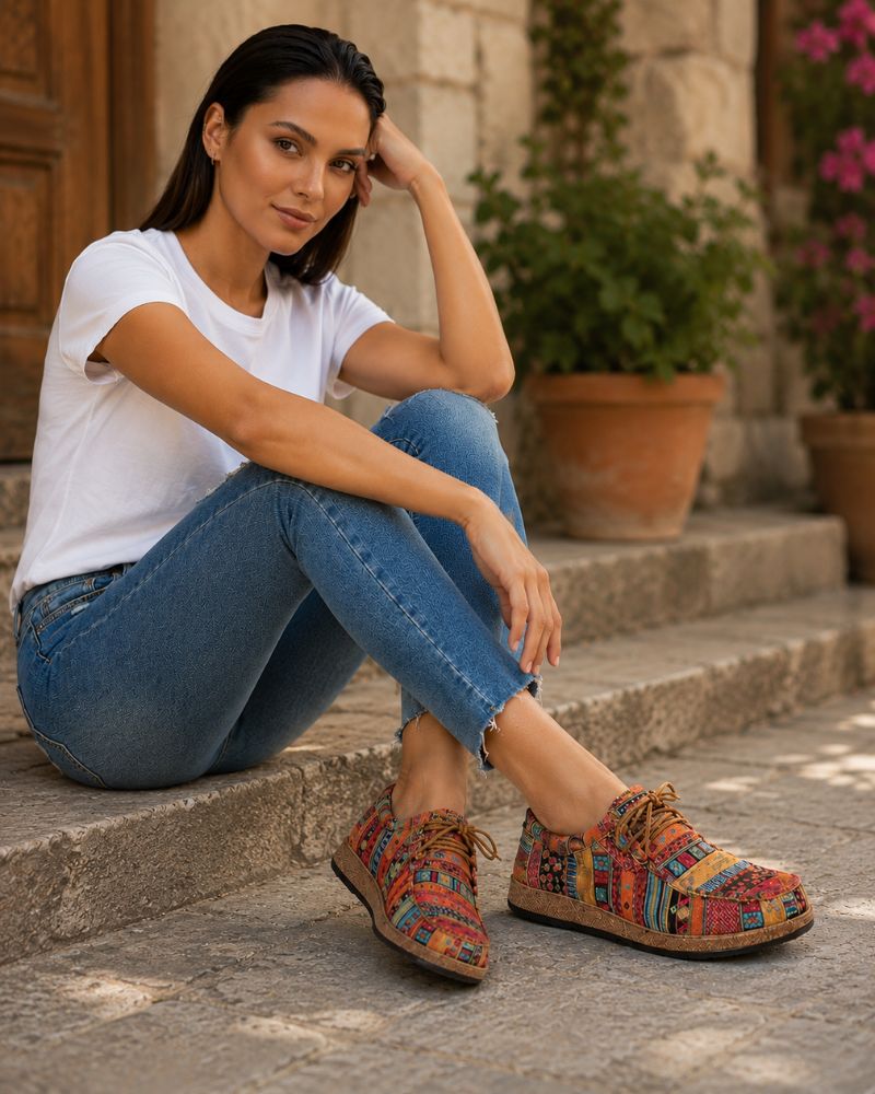 Elena Women's Sneakers – Casual Sneakers with Artistic Pattern and Light Comfort