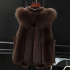 Clarisse Women's Faux Fur Vest – Elegant Sleeveless Vest with Oversized Collar & Adjustable Fit
