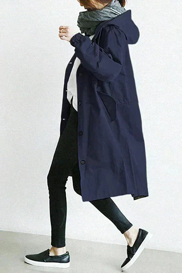 Avery Manteau de Pluie Femme – Imperméable Urbain à Capuche avec Coupe Décontractée