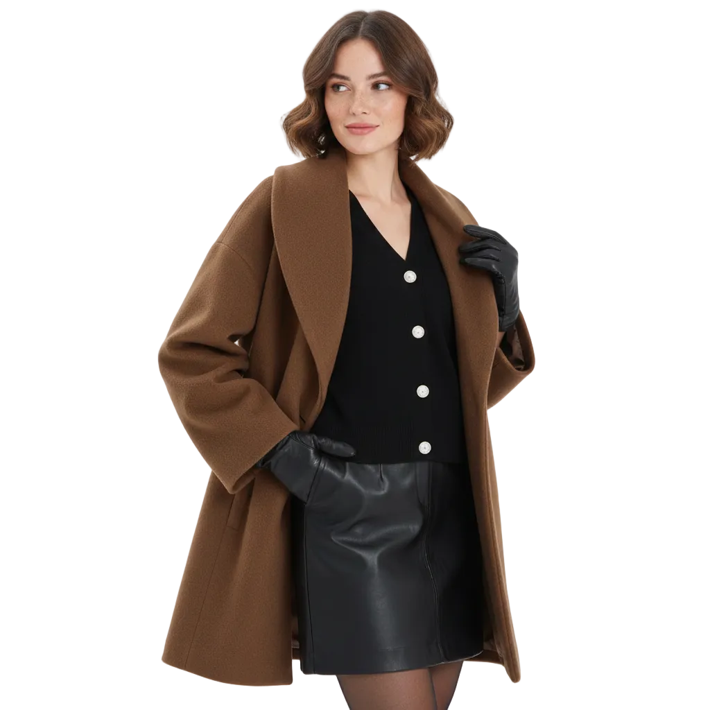Elowen Manteau Oversize Femme – Veste Élégante à Revers Amples avec Coupe Fluide & Style Contemporain