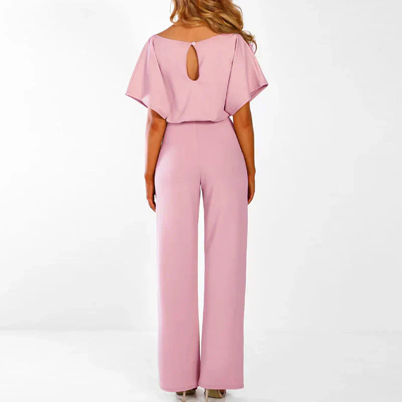 Elina Combinaison Femme – Coupe Fluide avec Ceinture à Nouer et Jambes Larges